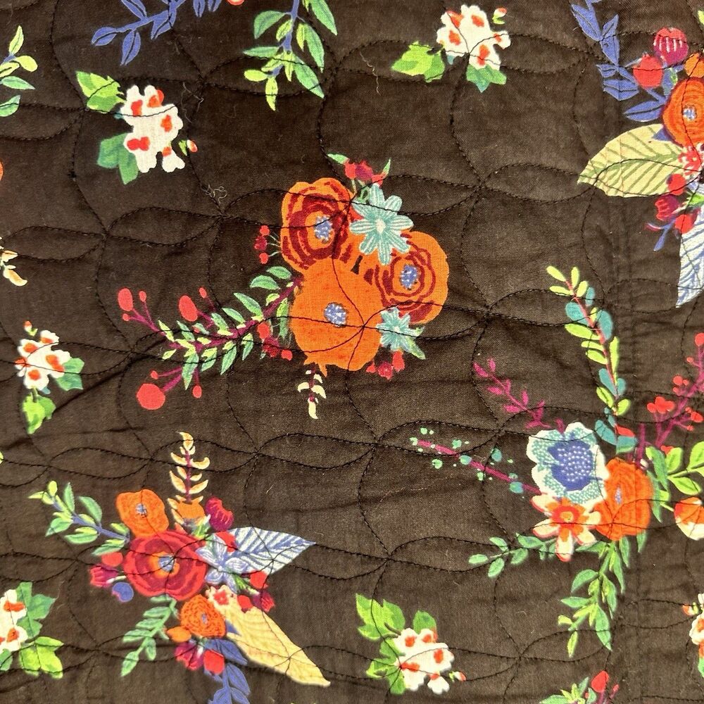Blair Quilted Floral Vest Black Cottagecore Button Front Size L - Picture 3 of 7